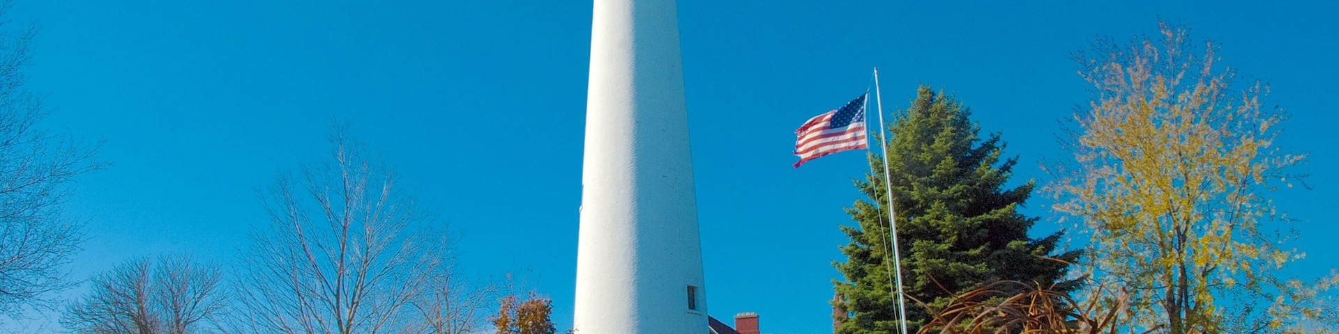 Wind Point Lighthouse mostrando flores, patrimonio de arquitectura y un faro