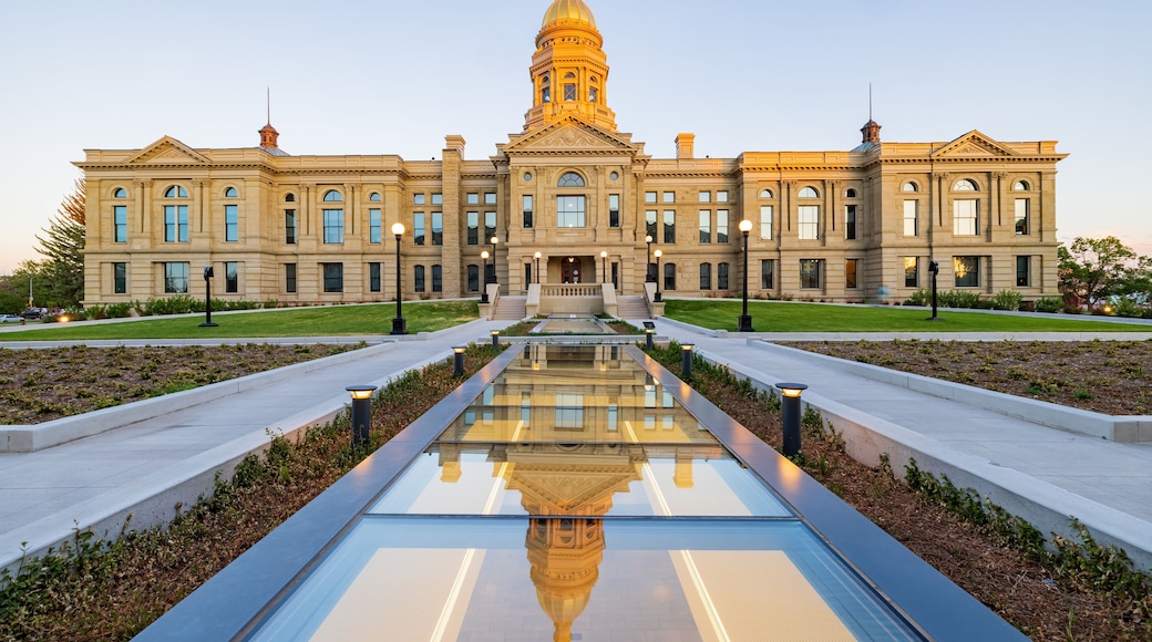 Sunset view of the beautiful Wyoming State capitol building