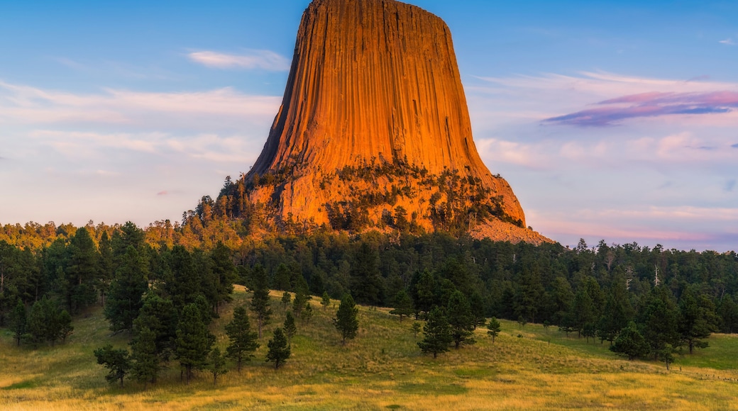 beautiful devil tower at sunset wyoming,usa.