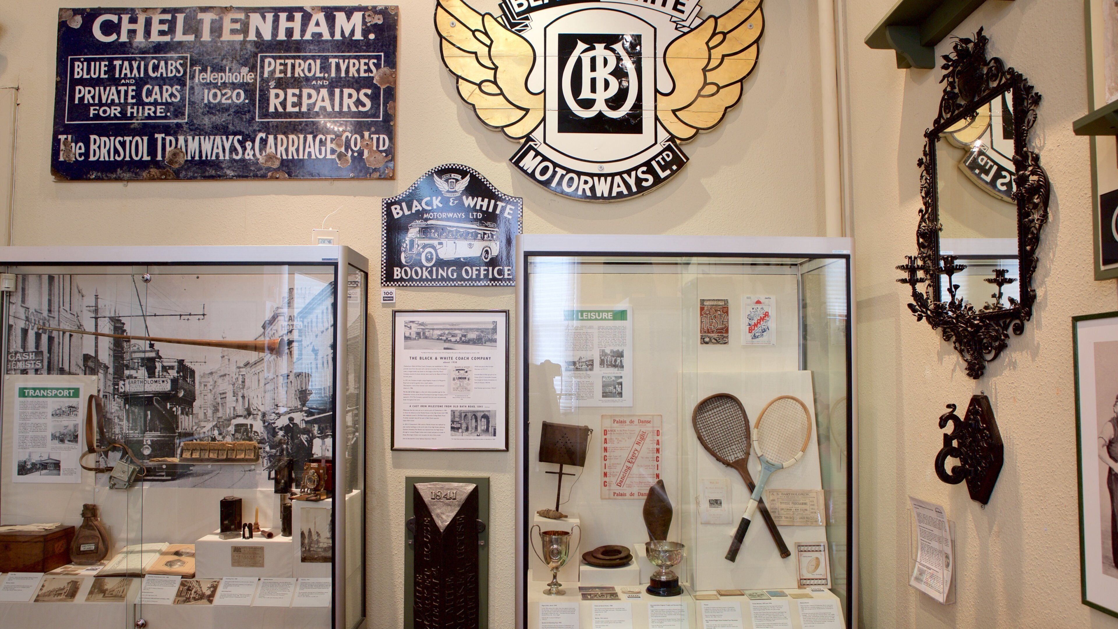 Cheltenham Art Gallery and Museum showing interior views and signage
