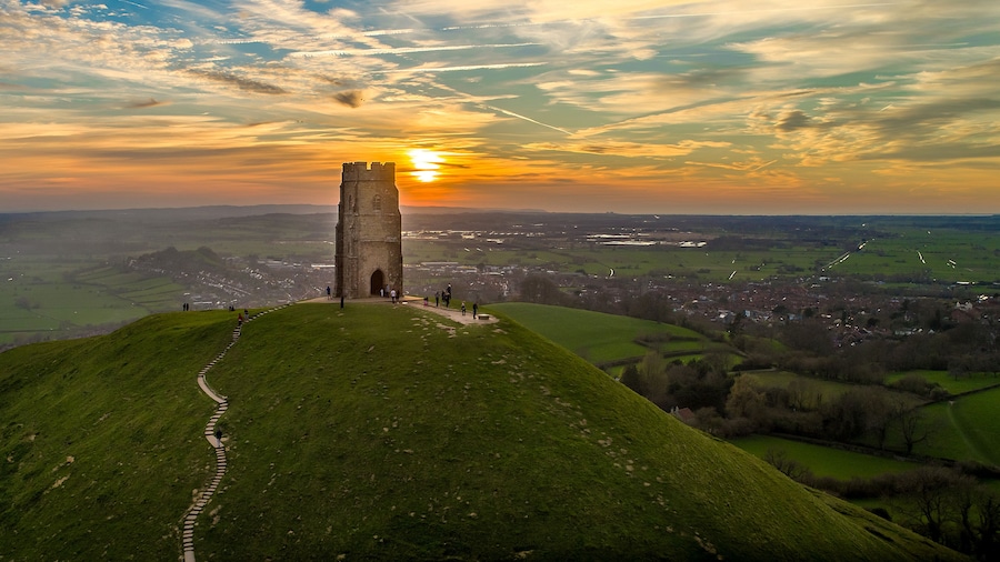 Sunset at Glastonbury Tor
