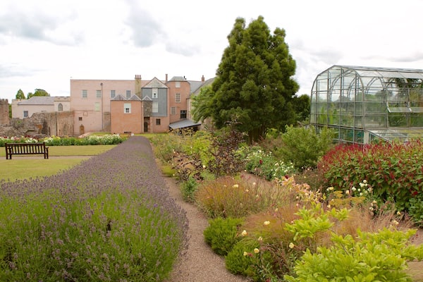 Torre Abbey showing flowers, heritage architecture and a garden