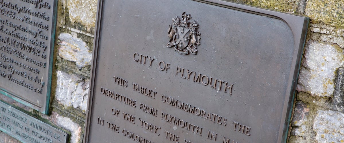 Mayflower Steps which includes signage