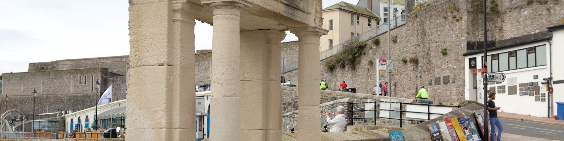 Mayflower Steps which includes general coastal views
