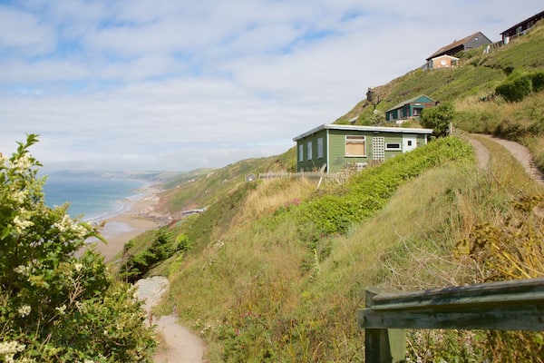 Whitsand Bay Beach featuring a beach and a coastal town