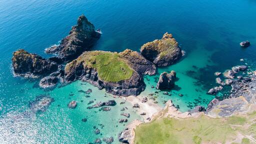 Aerial image of Kynance Cove Cornwall