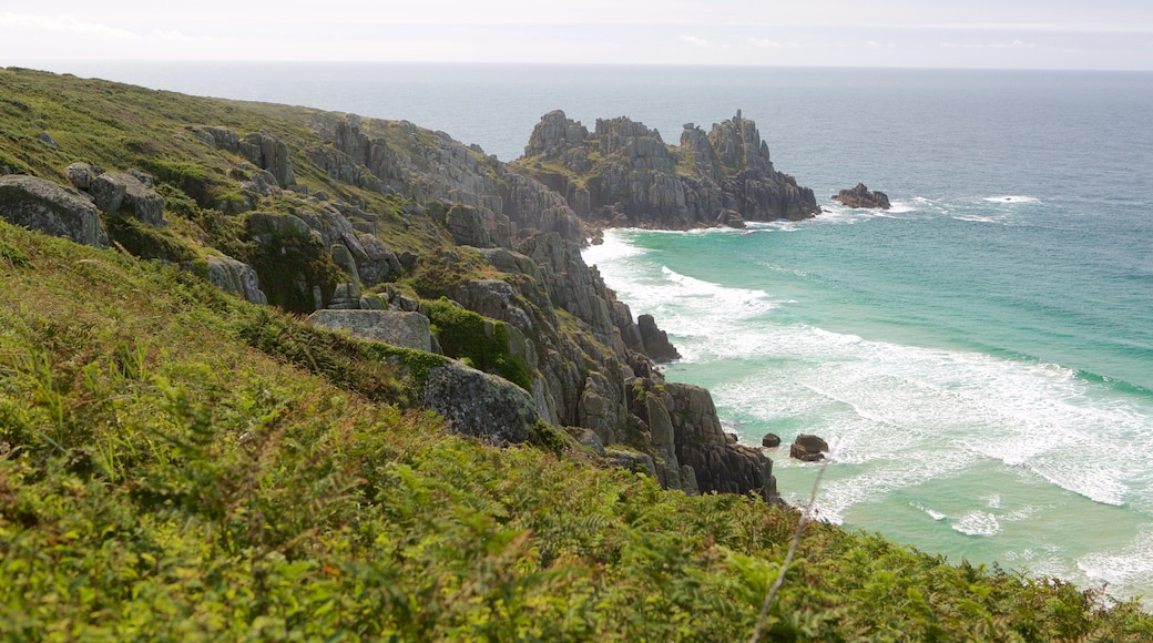 Logan\'s Rock featuring general coastal views, rocky coastline and landscape views