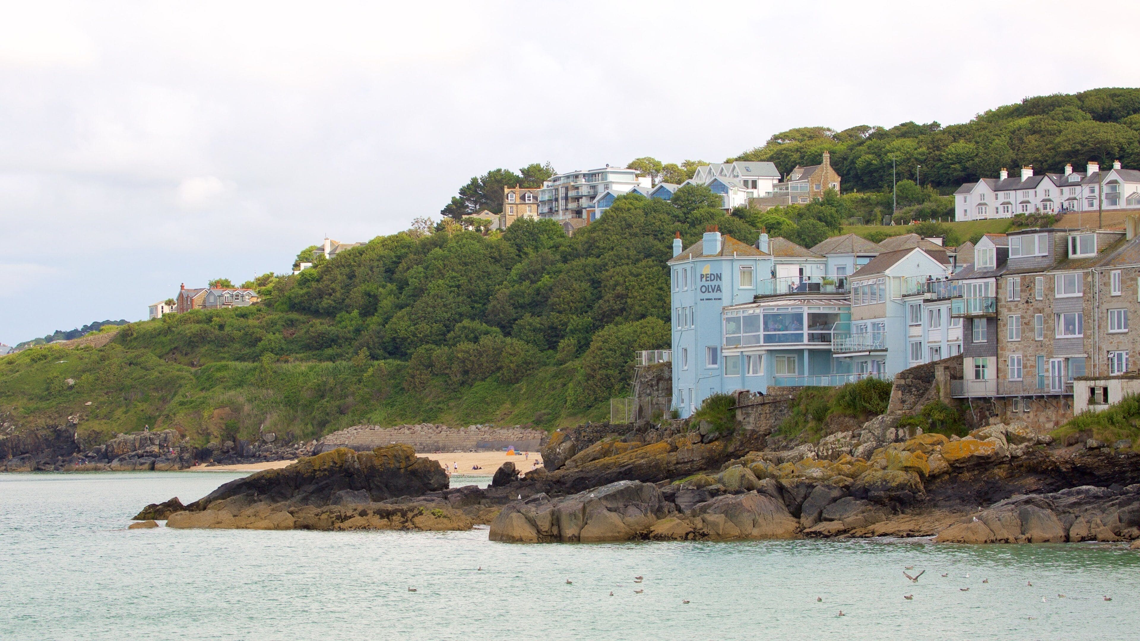 Porthminster Beach che include spiaggia sabbiosa e località costiera