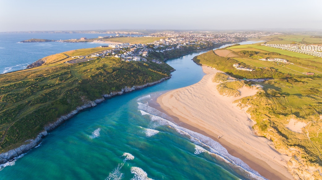 Aerial image of Crantock Beach Cornwall