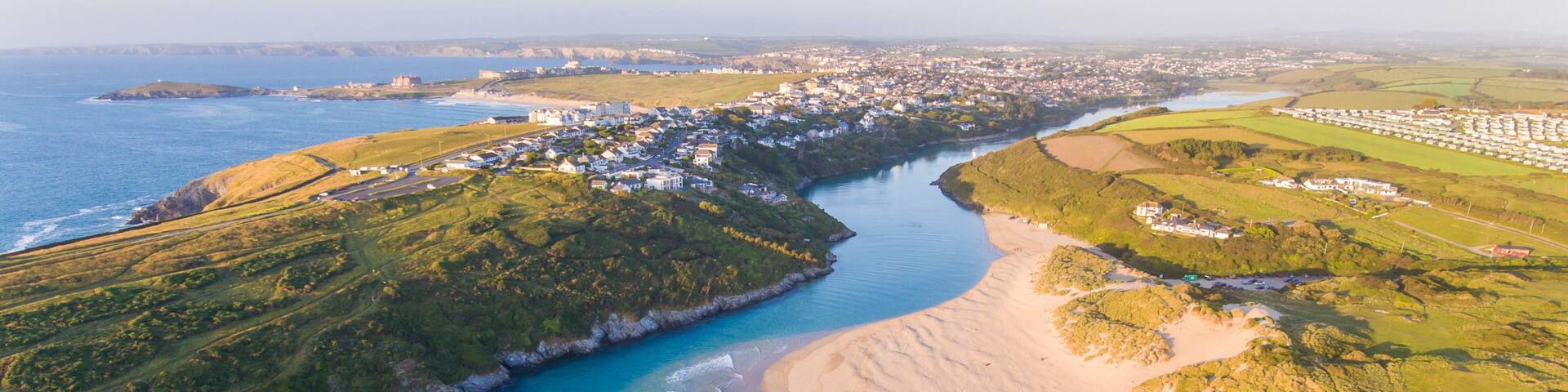 Aerial image of Crantock Beach Cornwall