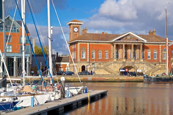 Custom House showing a bay or harbor and heritage architecture