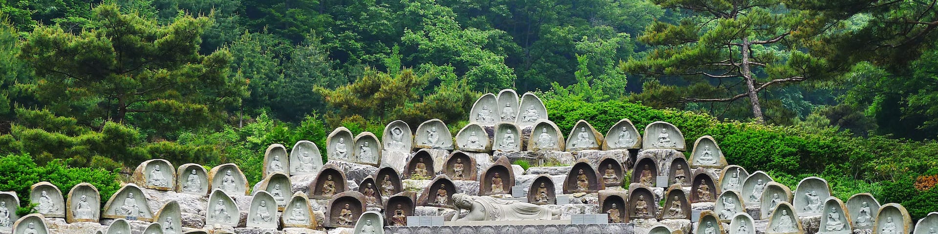 Buddha statues on the ground of Waujeongsa temple, Yongin city, Gyeonggi Province, South Korea.