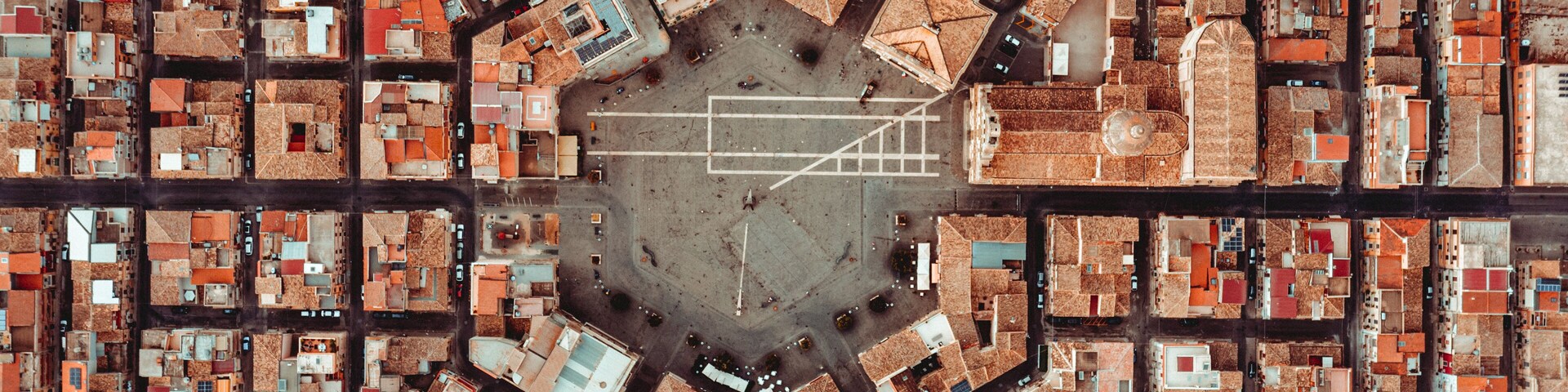 Aerial view of Grammichele, a small town in Sicily, Italy.