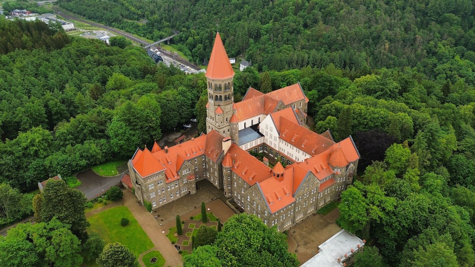 drone photo Clervaux Abbey Luxembourg europe
