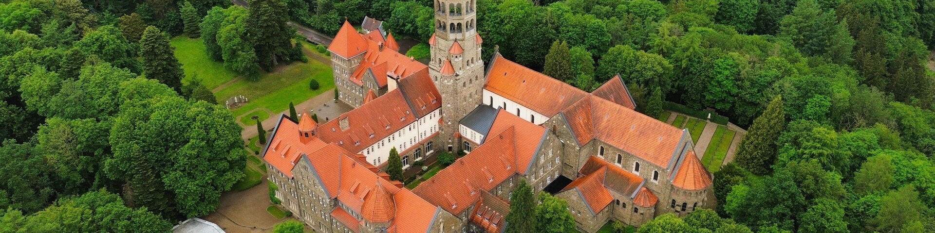 drone photo Clervaux Abbey Luxembourg europe
