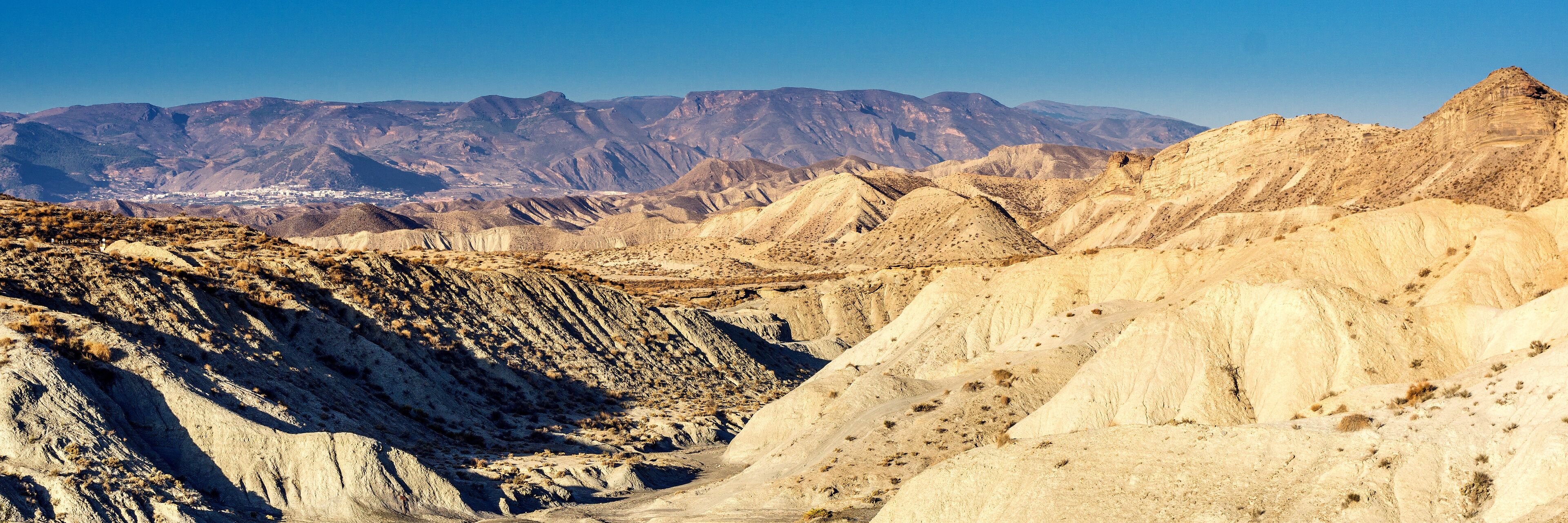 Panorama of Tabernas. Desert in the Andalusia, South of Spain.