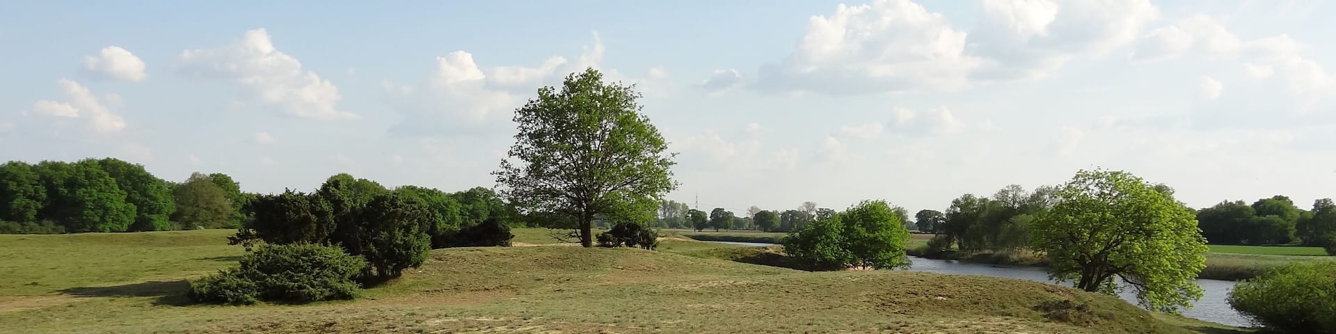 Das Naturschutzgebiet Meppener Kuhweide. In der rechten BildhĂ€fte flieĂt die Ems