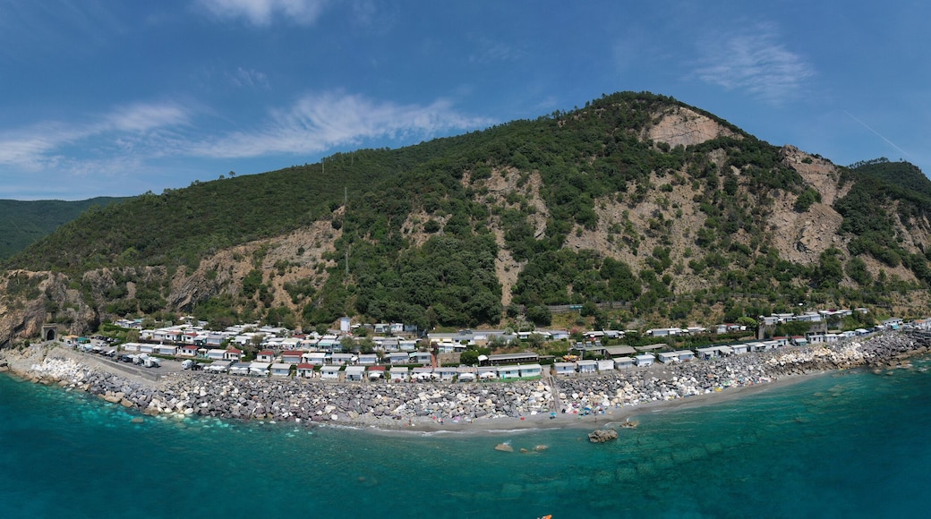 La Spiaggetta An Italian seaside holiday resort. Aerial view of the coastline of the seaside resort. Panorama Italian resorts.