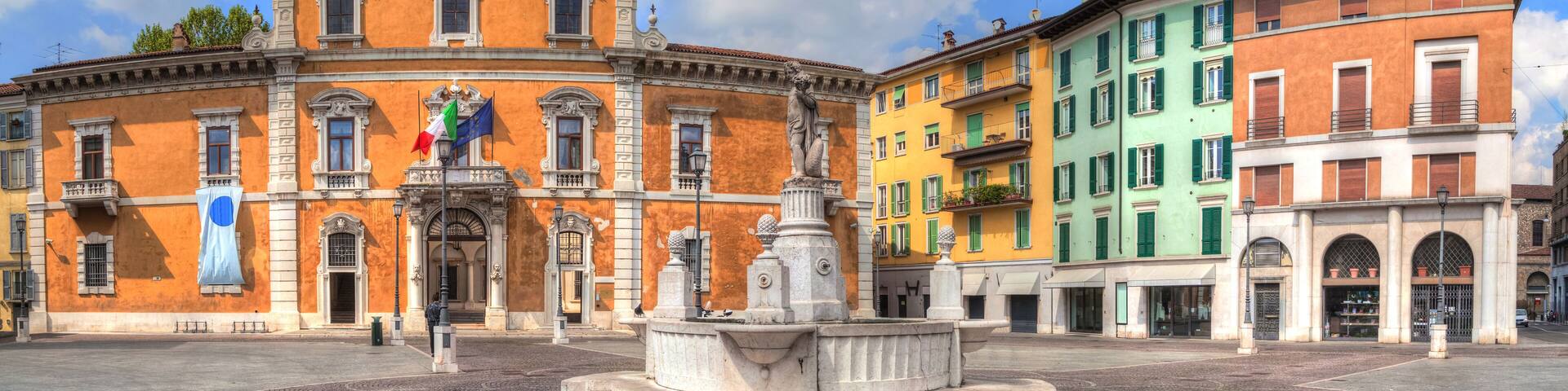 Panorama of Piazza del Mercato in Brescia
