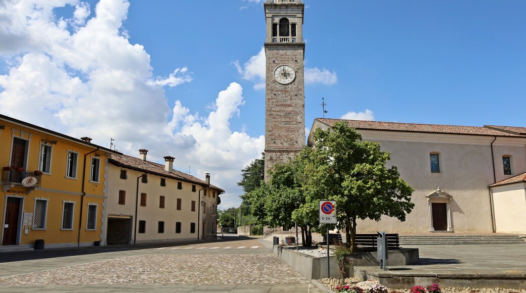Town square of of Pradamano, a municipality of the autonomous region of Friuli in Italy