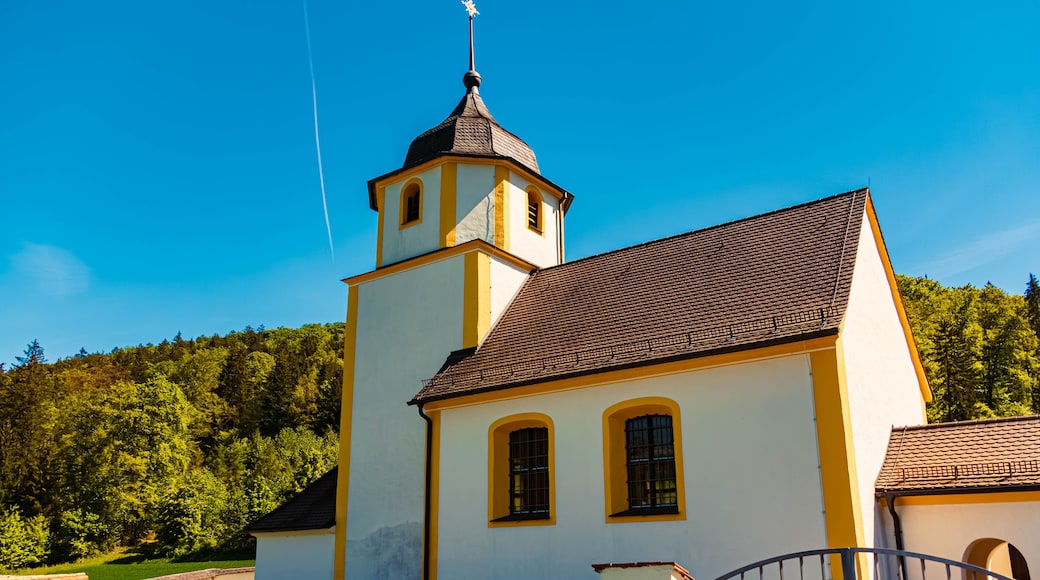 Church on a sunny spring day at Schafhausen, Kinding, Eichstaett, Bavaria, Germany