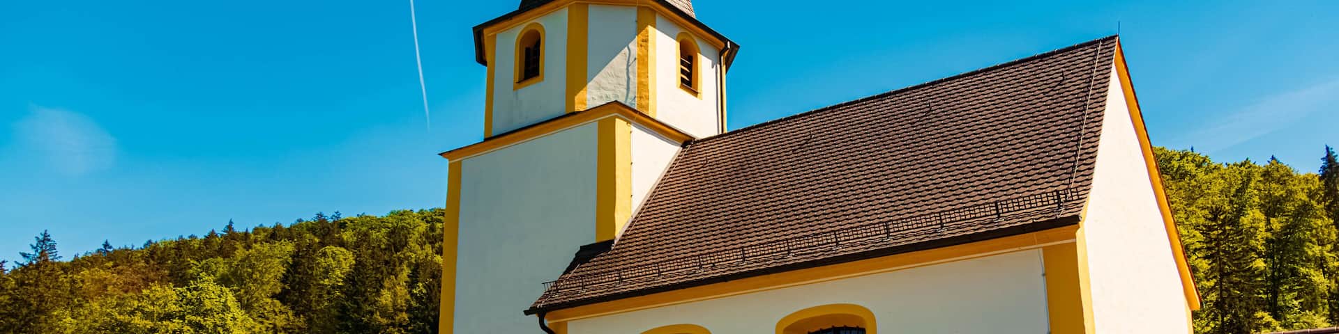 Church on a sunny spring day at Schafhausen, Kinding, Eichstaett, Bavaria, Germany