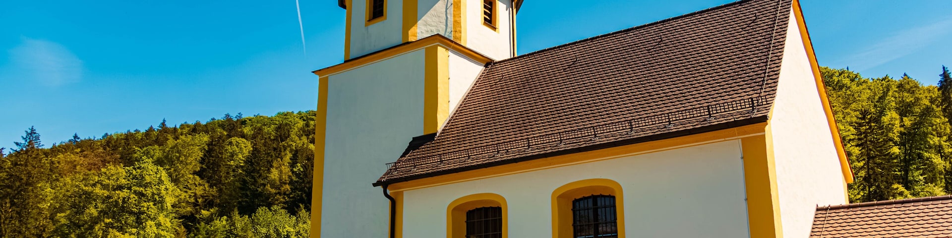 Church on a sunny spring day at Schafhausen, Kinding, Eichstaett, Bavaria, Germany