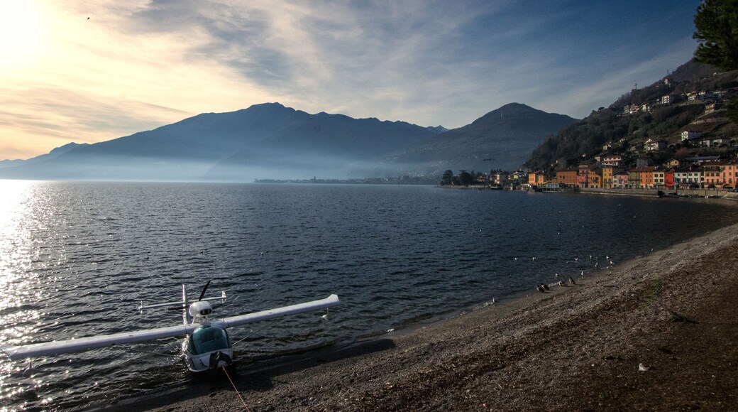 light of an autumn sunset on Como Lake, Italy