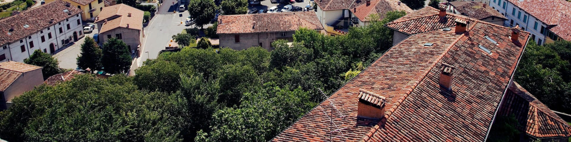 view from the tower of Castello Monzambano, Italy, Monzambano