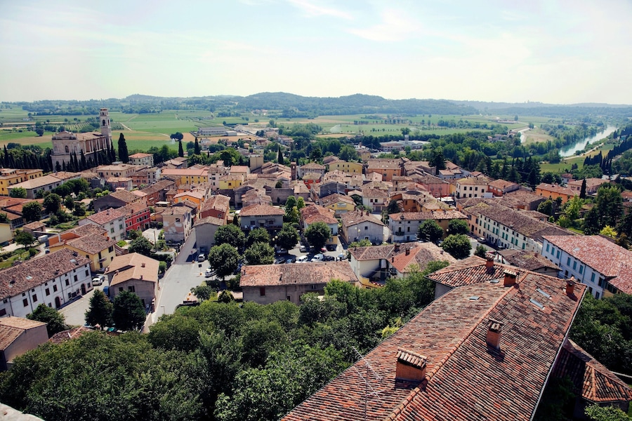 view from the tower of Castello Monzambano, Italy, Monzambano