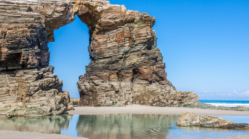 las catedrales beach in galicia,spain. paradise beach in ribadeo,spain
