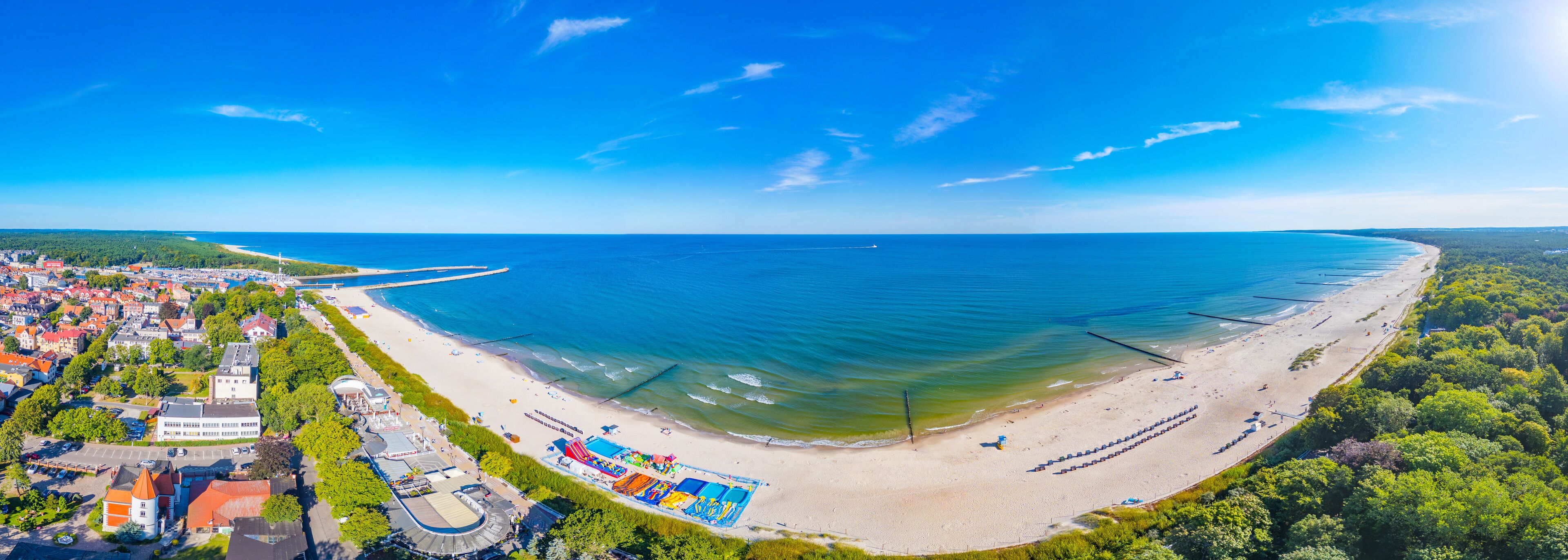 Panorama view of a beach at Ustka, Poland