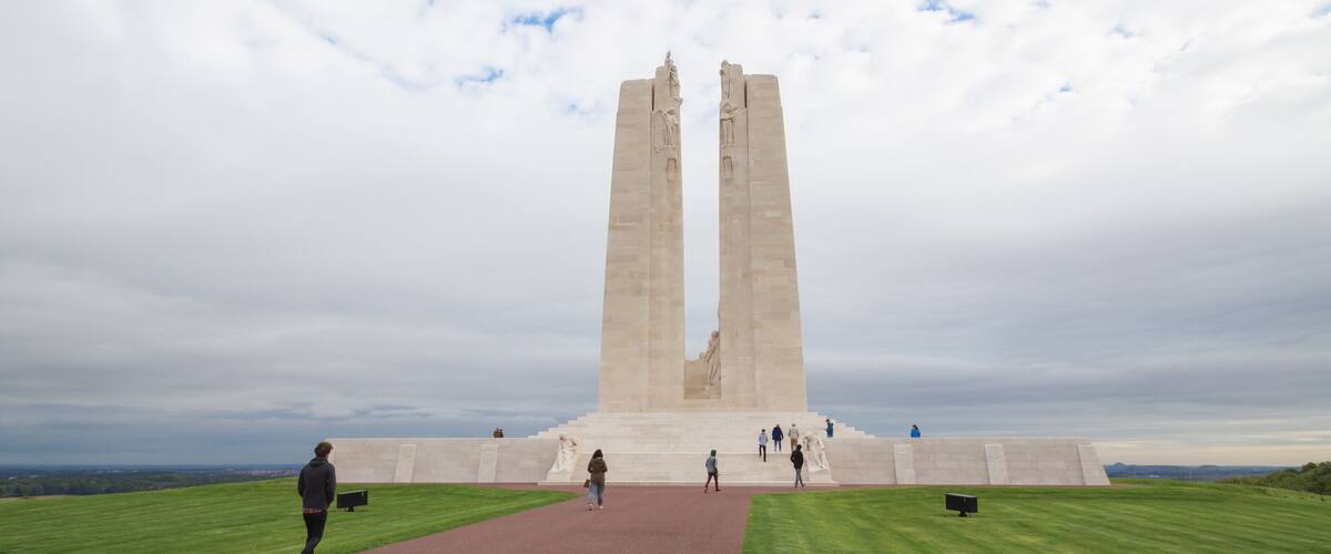 The Canadian National Vimy Memorial dedicated to the memory of the Canadian soldiers who fought to defend France at the Battle of Vimy Ridge