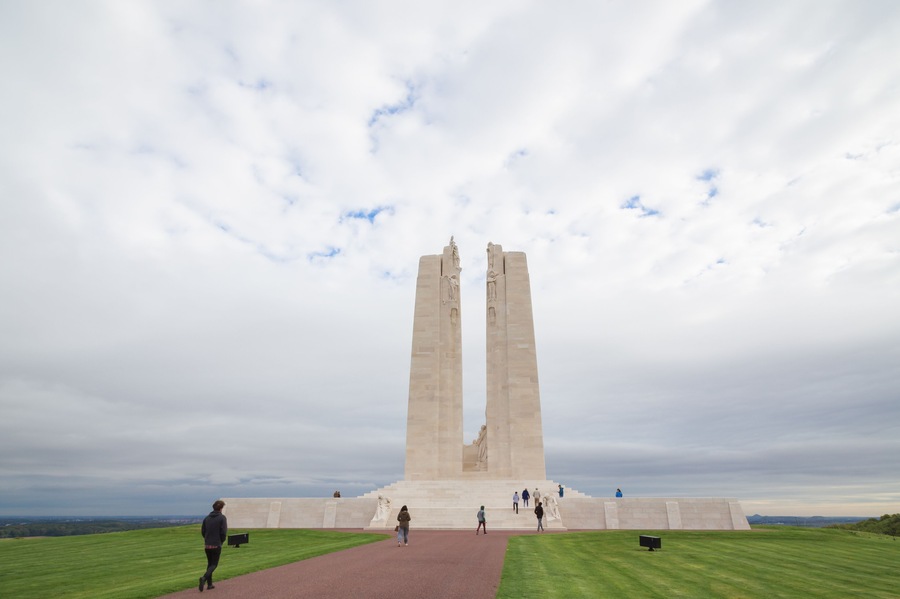 The Canadian National Vimy Memorial dedicated to the memory of the Canadian soldiers who fought to defend France at the Battle of Vimy Ridge