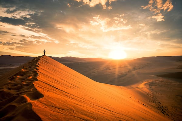 Dramatic sunrise in the Namibian desert