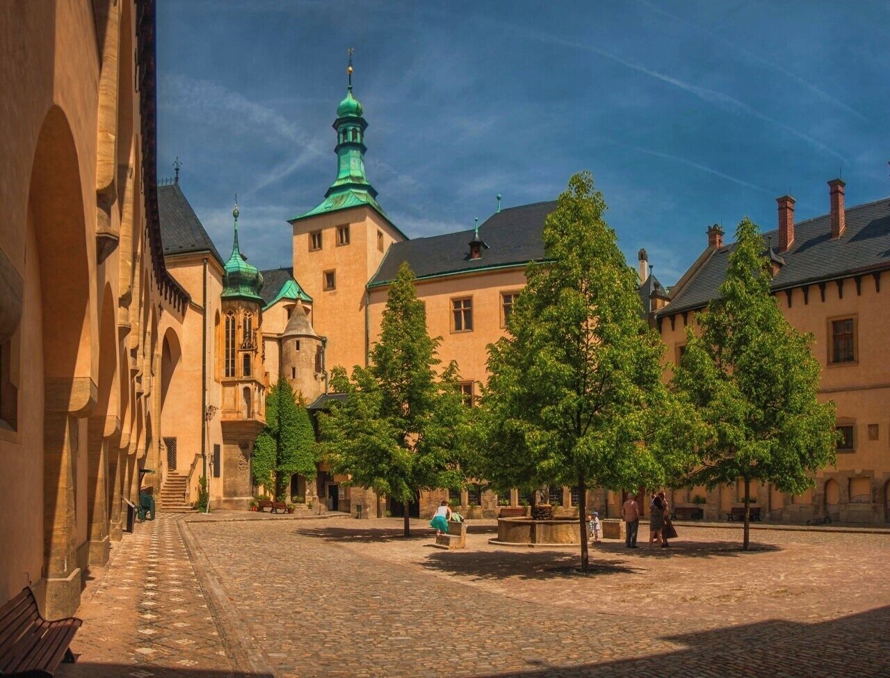 May 2016
Italian Court, Kutná Hora, Czech republic 
The Italian Court (Czech: Vlašský dvůr) is a palace in Kutná Hora. Originally, it was the seat of the Central Mint of Prague; it was named after the Italian experts who were at the forefront of the minting reform. The main area of the mint consisted of coin-makers-workshops, or Smithies, which were located around the courtyard, and the minting chamber, called “Preghaus”, where the Prague groschen were struck. After its reconstruction at the end of the 14th century, the Italian Court became a part-time Royal residence of Czech kings. 
Kutná Hora hosted the most important silver mines in the land from 14th to 16th century and the Prague groschen coin was the unified money instrument from 1300 to 1537 in the whole kingdom. The importance of the Mint and Kutná Hora has ceased in 16th century due to the cheaper import of silver from South America.