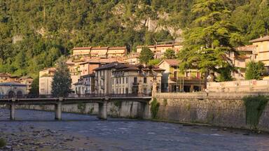 San Pellegrino Terme, Italy - August 18, 2017: the commune in Italy, is located in the region of Lombardy, in the province of Bergamo.