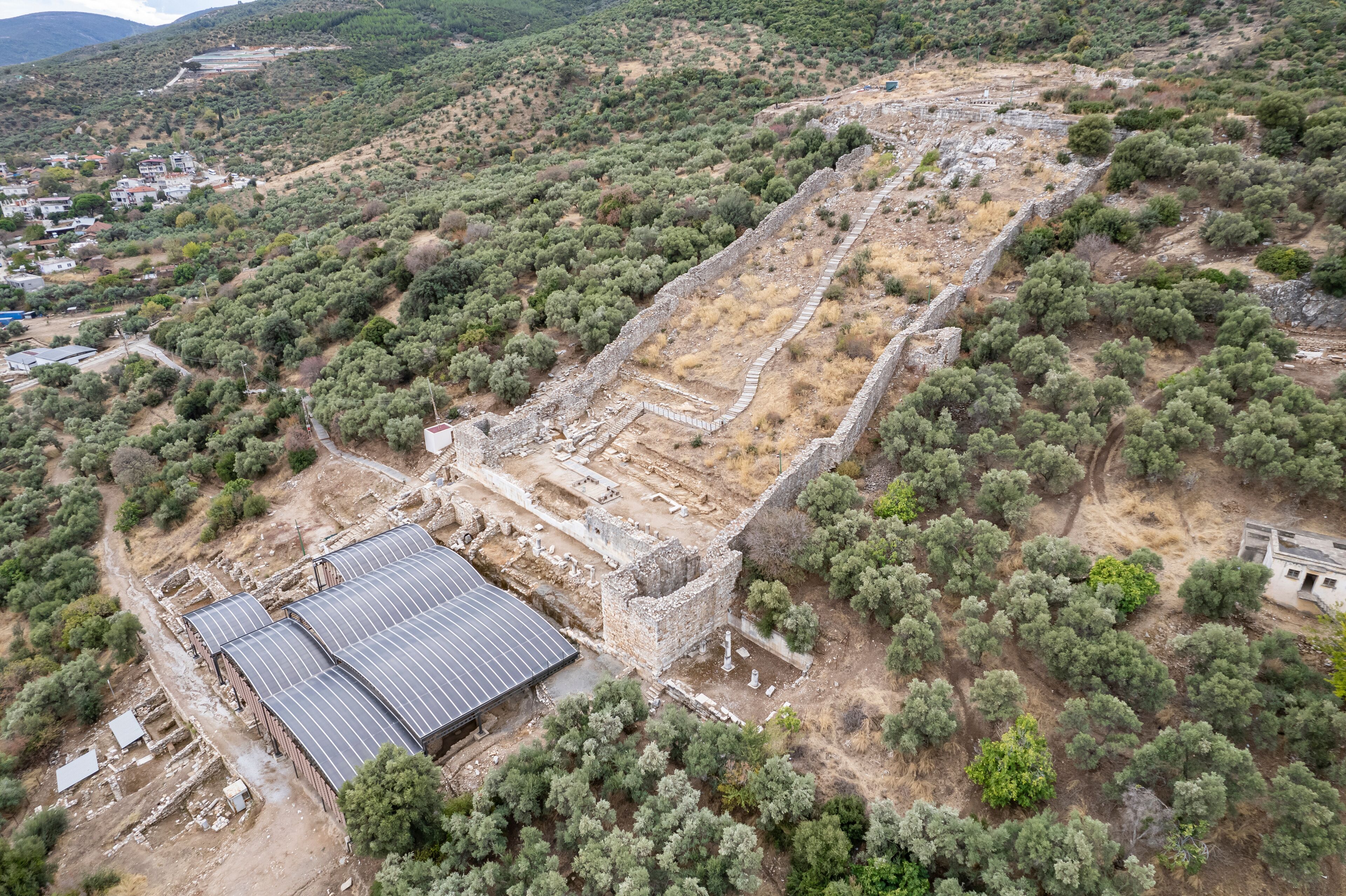 View of Metropolis ancient site in Izmir province of Turkey. Metropolis was founded during the Early Bronze Age, about 5,000 years ago