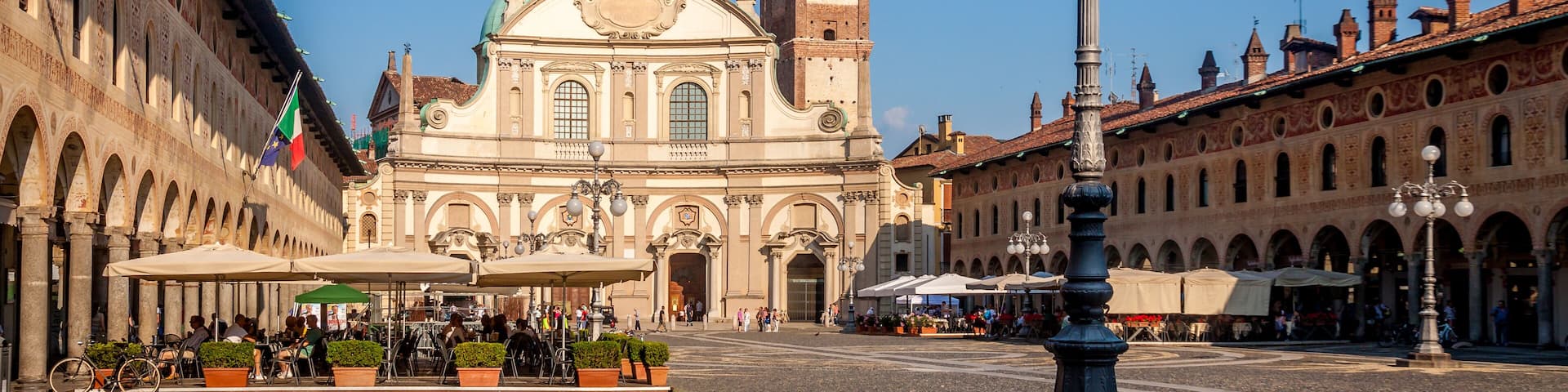 Reinassance Ducale square in Vigevano, near Milan, Italy