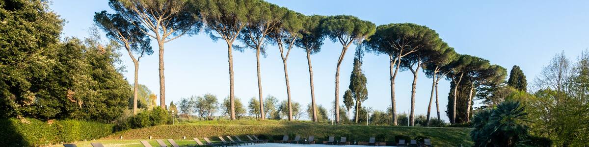 A swimming pool in Colleoli. A village in Tuscany. Palaia a province of Pisa. Central Italy.