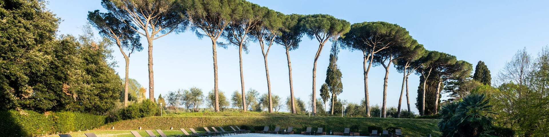 A swimming pool in Colleoli. A village in Tuscany. Palaia a province of Pisa. Central Italy.