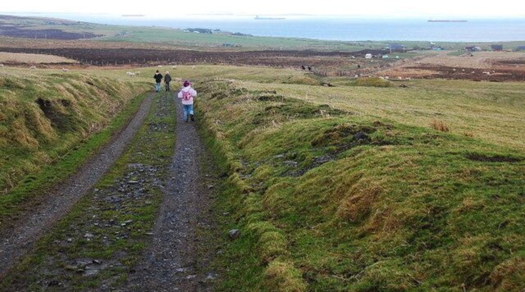 Looking south to Scapa Flow Walking down the lower slopes of Akla.