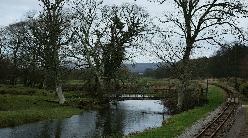 River Mite, Muncaster, Cumbria. The river seen from Muncaster Mill Halt, on the Ravenglass and Eskdale Railway.