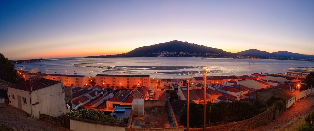 Caminha town and Minho river's mouth