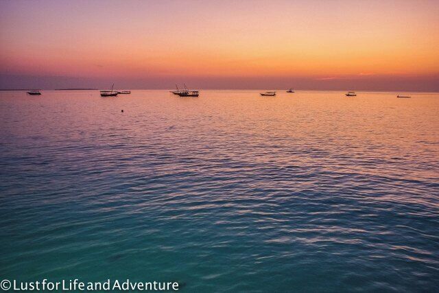 Sunset at high tide on Nungwi Beach, Zanzibar. #colorful