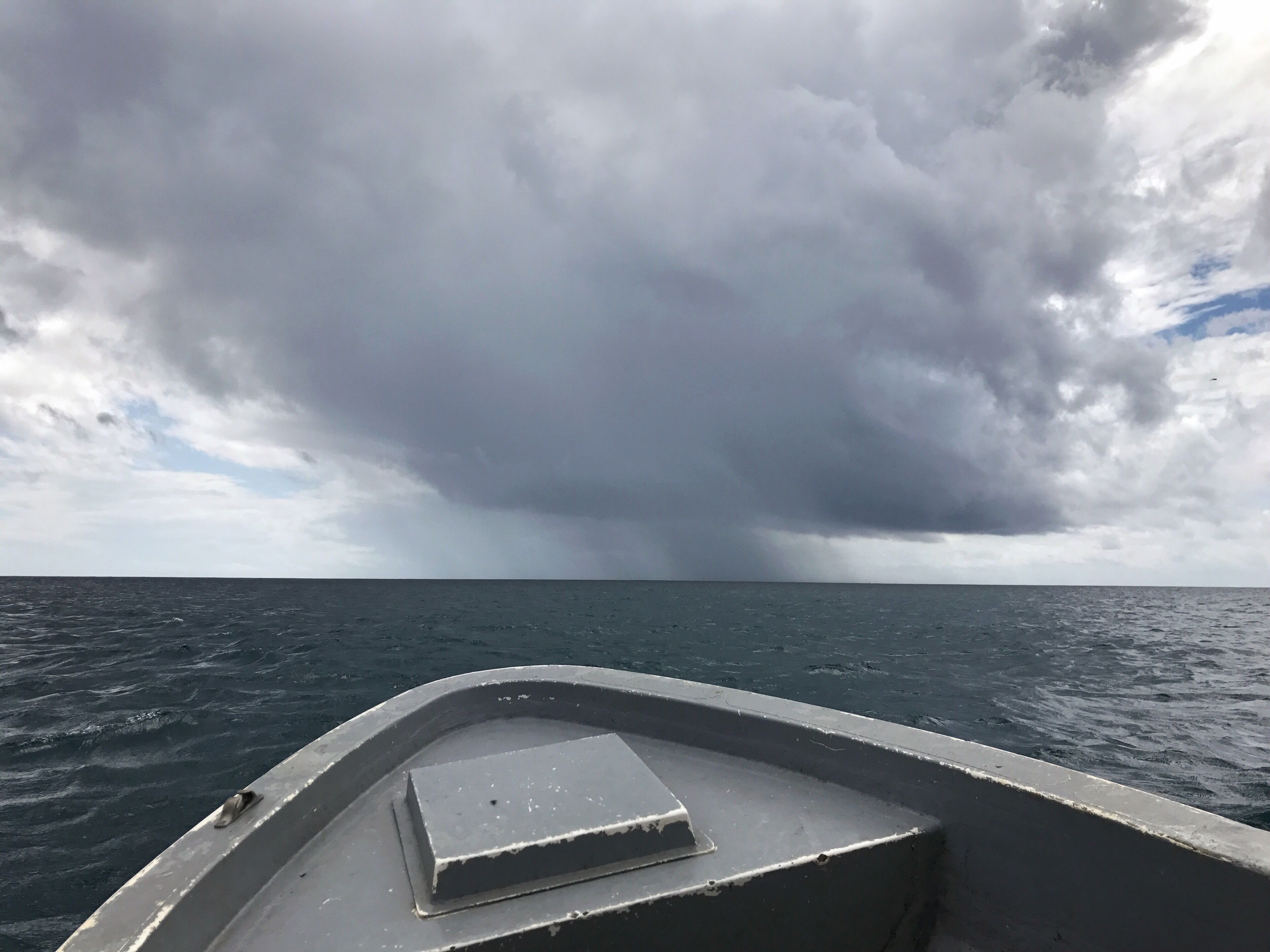 Sailing towards a thunderstorm.