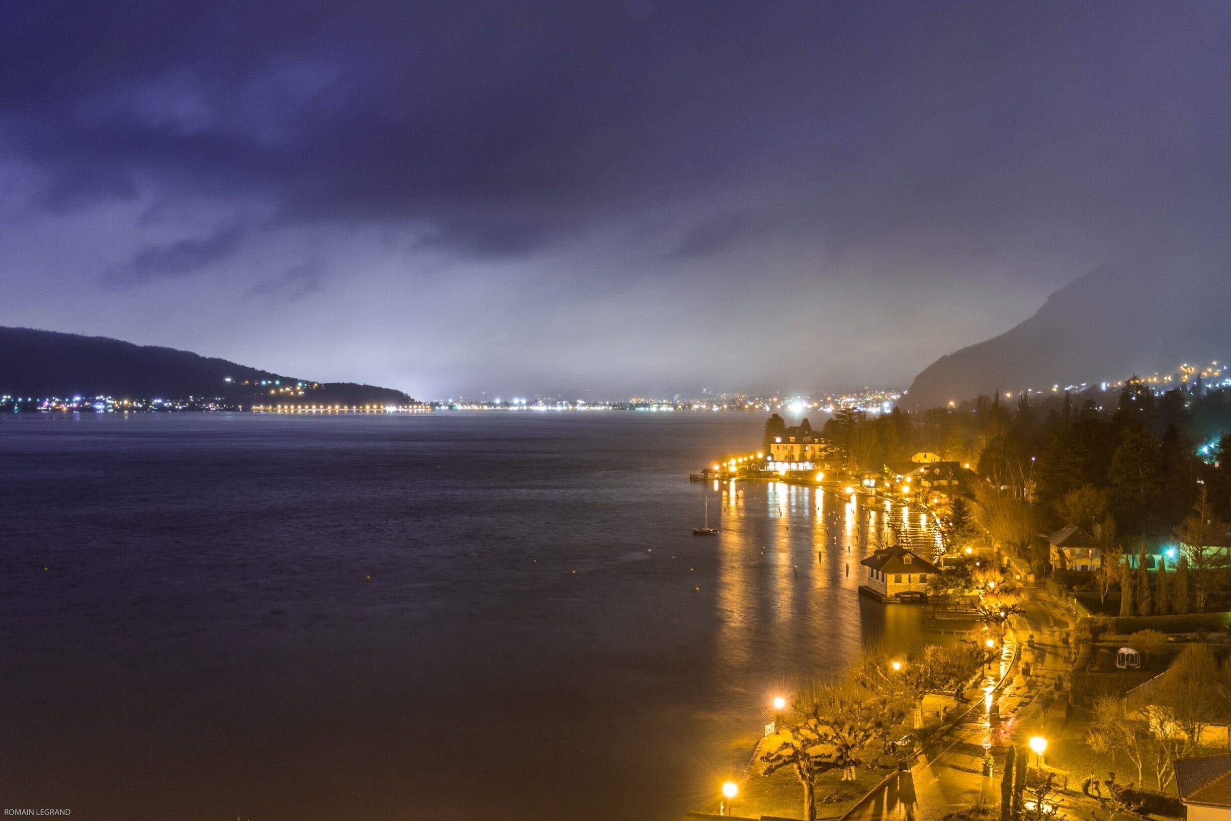View on the lake of Annecy from our room at the Palace de Menthon. Beautiful fog on the mountains.