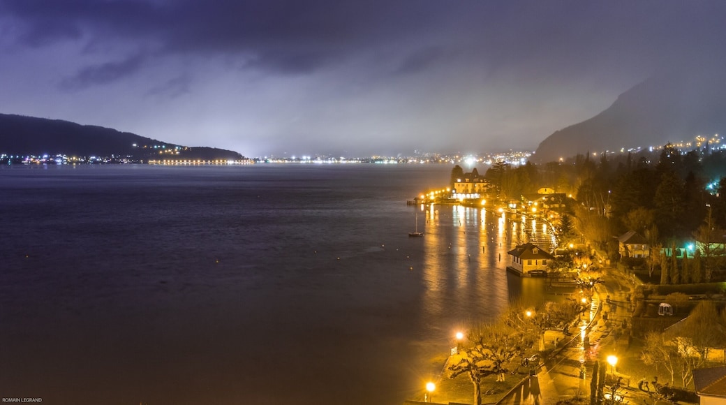 View on the lake of Annecy from our room at the Palace de Menthon. Beautiful fog on the mountains.
