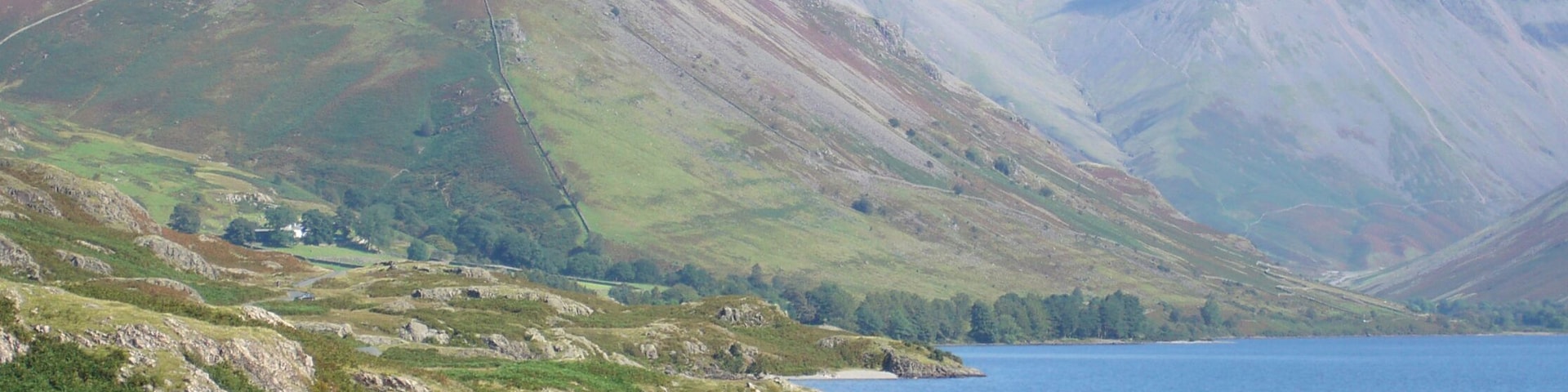 Looking out across Wast Water with Yewbarrow (left) and Great Gable, Wasdale, Lake District National Park, UK