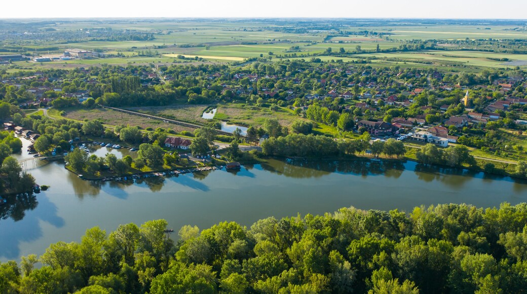 Aerial view of Tiszafured in Hungary.
